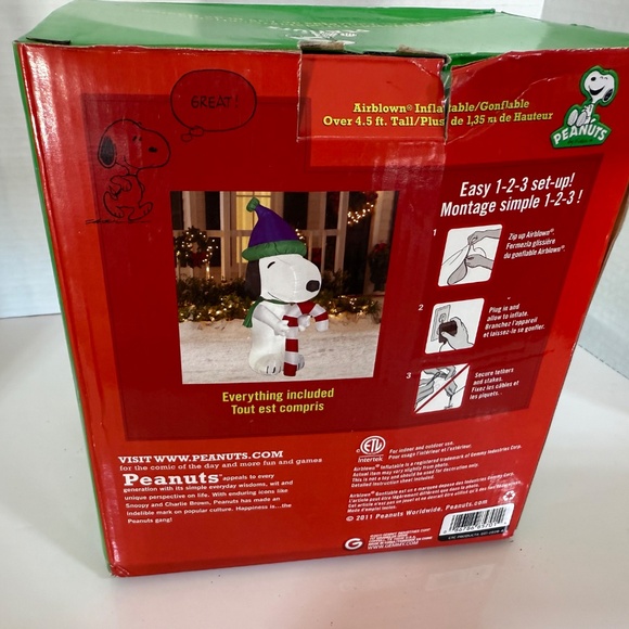 Gemmy Peanuts Snoopy Christmas Inflatable 4.5 ft. Airblown LED New Open Box - Picture 5 of 7